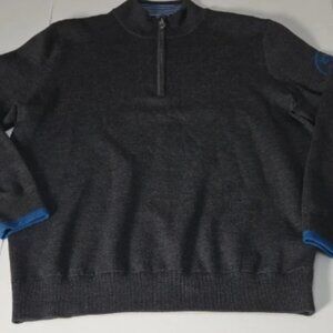 G/FORE Charcoal With Blue Accents Wool Zip-Up Sweater